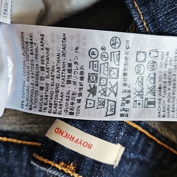 Levi's boyfriend cropped jeans mid rise dark wash slim leg size W27 - Picture 16 of 16